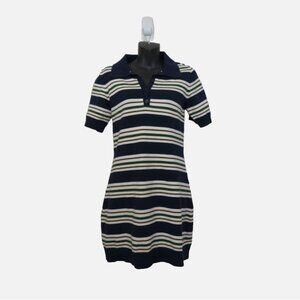 Reformation size XS Striped Short Sleeve Polo Dress Mini Shift Navy